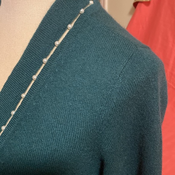 New With Tags ~ 100% Cashmere Cardigan ~ Charter Club ~ Teal ~ Size Medium - Picture 3 of 4